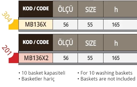 Kaset Taşıma Arabası Yüksek- 304K. MB136X