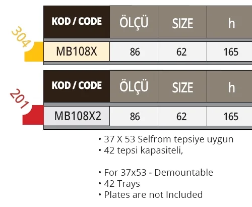 Bulaşık Toplama Arabası ( 37*53 ) 24 Tepsi, 304K. MB108X